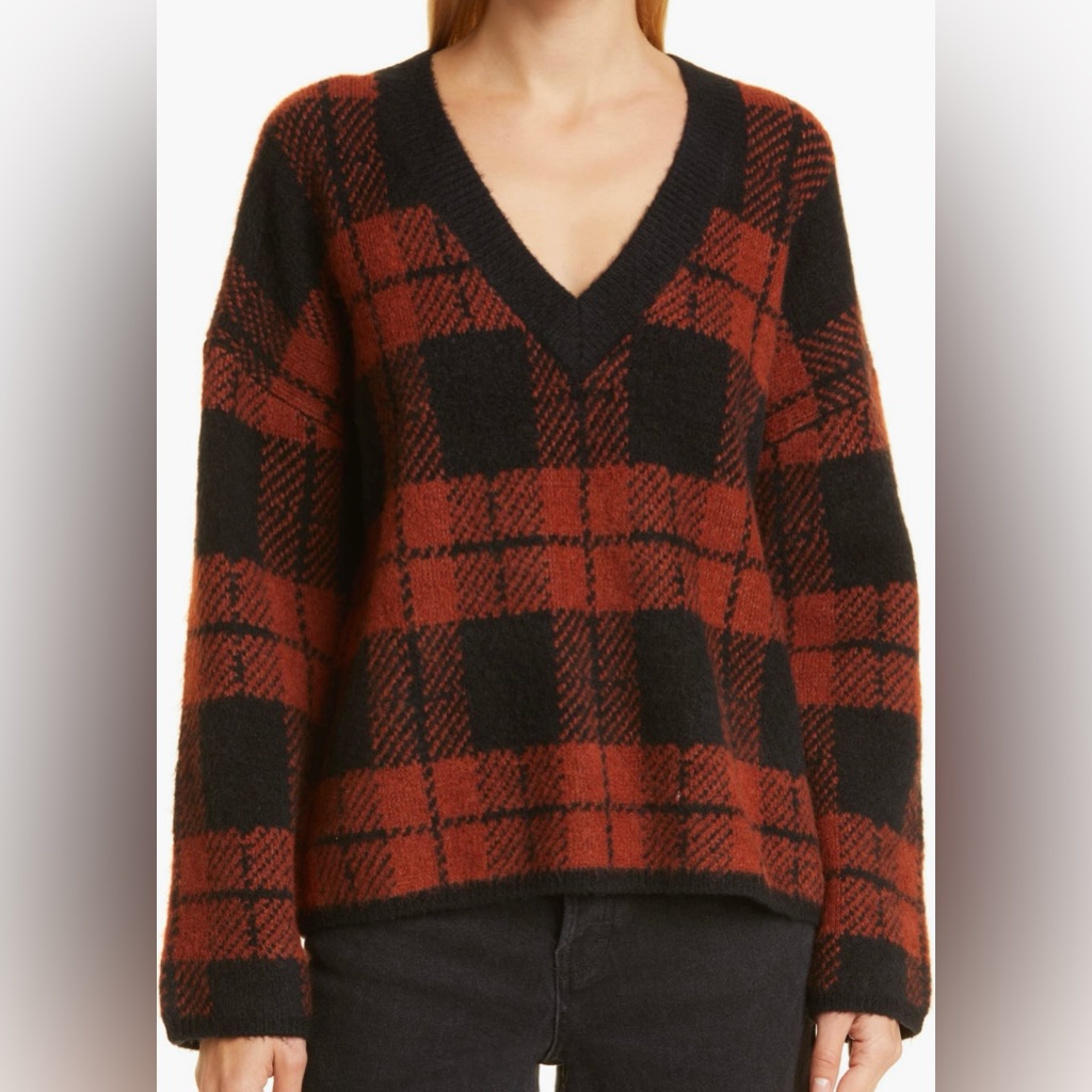 Rails Colleen Plaid V Neck Sweater